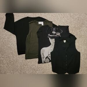 Set Of 4/Four Multi Brand Black And Olive Green Tops 💗MAKE AN OFFER 💗